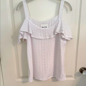 New York Laundry White Eyelet Tank Top